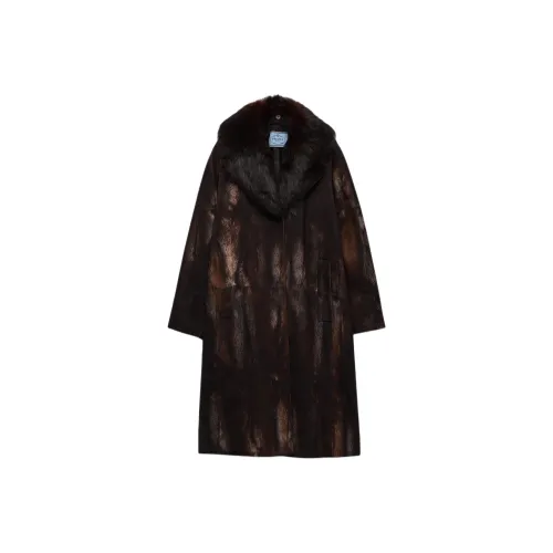 PRADA Какао-коричневое Женское Пальто