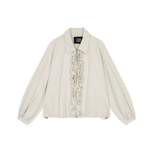 ELF SACK Cropped Coat Women's Oatmeal Gray White ELF SACK Укороченное пальто женское овсяный серый белый