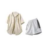 Хаки рубашка + светло-серые шорты