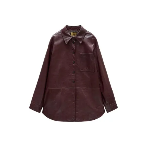 INSUN Кожа Куртка Женская Бордовая