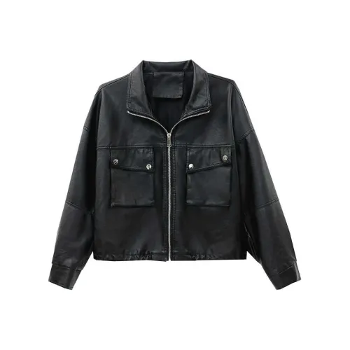 Aoaifu Кожа Куртка Женская Черная