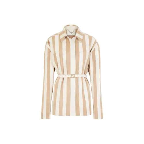 FENDI SS24 Кожа Куртка Женская Бежевая