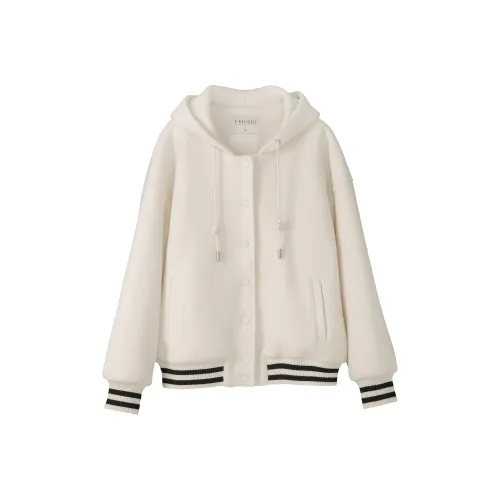 Fstudio Зимний Корейский стиль Кап Повседневный Утолщенный с Бейсбольной курткой Женская Белая