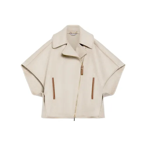 MaxMara Segnale Коллекция Кашемир Байкерская куртка Плащ Плащ Женские Экрю