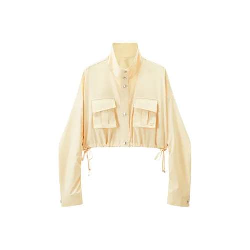 PEACEBIRD Укороченная куртка женские дизайн с восьмиконечным цветком желтый