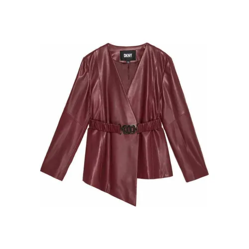DKNY Кожа Куртка Женская Бордовая