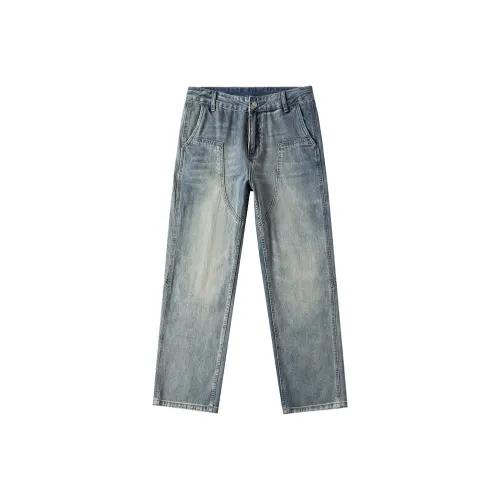 JIELNSELN Джинсы Унисекс Винтаж Синий