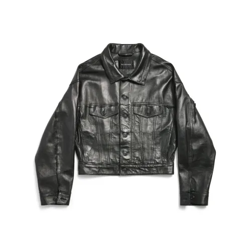 Balenciaga Кожа Куртка Свободного кроя Женская Черная