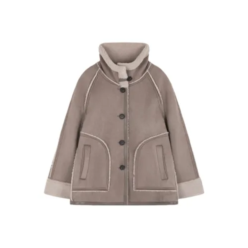 IHIMI Бархат Feel Пальто Женское Желудь Серо-коричневый