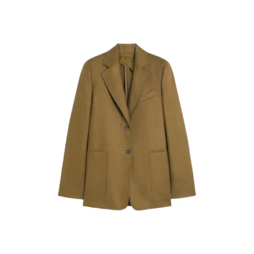 MaxMara Guglia Коллекция Один Брейстер Льняной Ткань Блейзер Бизнес Костюм Женский Коричневый