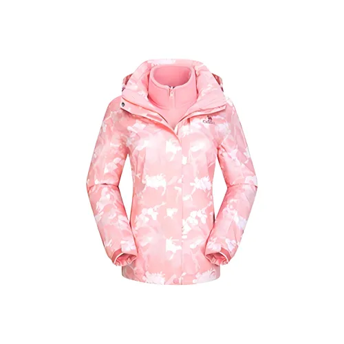 CAMEL Водонепроницаемый Ветрозащитный Дышащий Устойчивый к истиранию Термическая ветровка Женский Кораллово-розовый с принтом