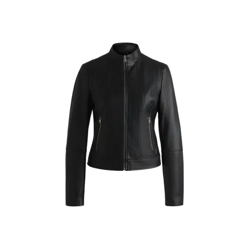 HUGO BOSS Черные Женские Кожаные Куртки