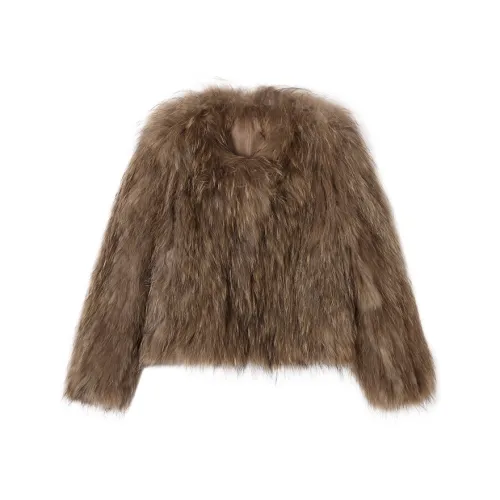 Ouyang Мех Женские Шкура енотовидной собаки Естественный