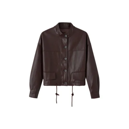 Still Quiet Кожа Куртка Женская Бордовая