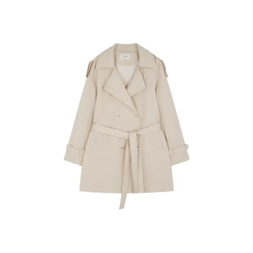 Mo Han Yi Mei Тренчкот Женский Кремовый Белый