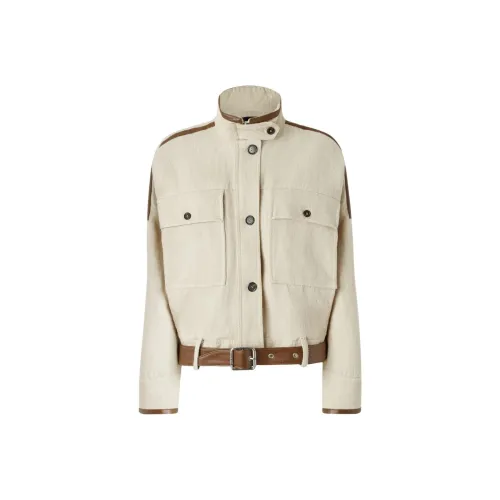 PINKO SS25 Cropped Coat Women's Light Beige