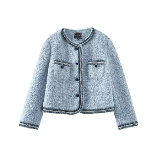 OUNIXUE Velvet Feel Пальто Женское Blue