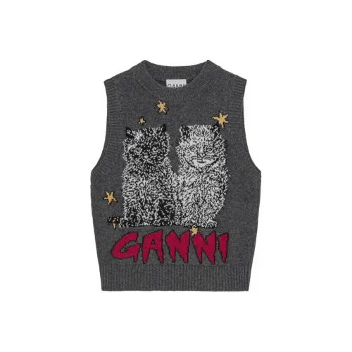GANNI Перо-серый Женские Жилеты