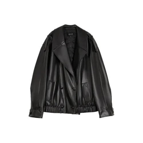 ELLE Черные Женские Кожаные Куртки