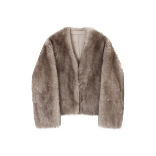 Coco Limited Мех Пальто Женское Смешанное Серое