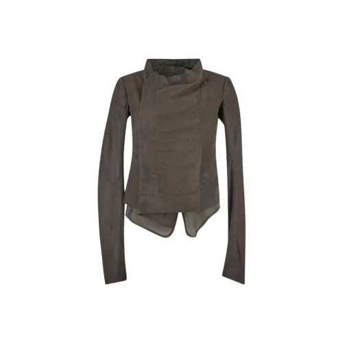 RICK OWENS Серые Женские Кожаные Куртки