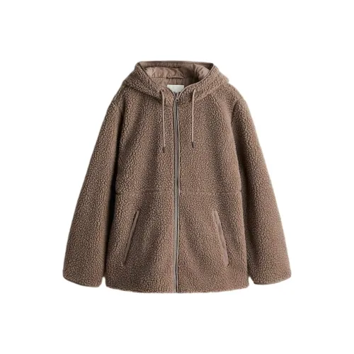 H&M Серо-бежевые женские бархатные куртки