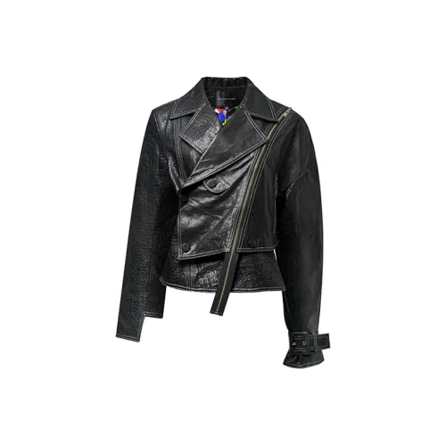 MINNANHUI Кожа Куртка Женская Черная