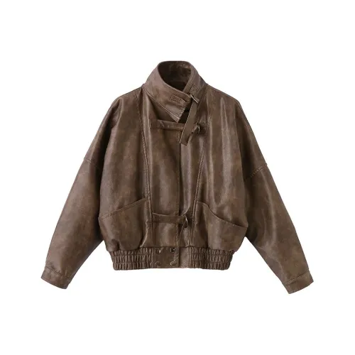 Yi Mengyuan Кожа Куртка Женская