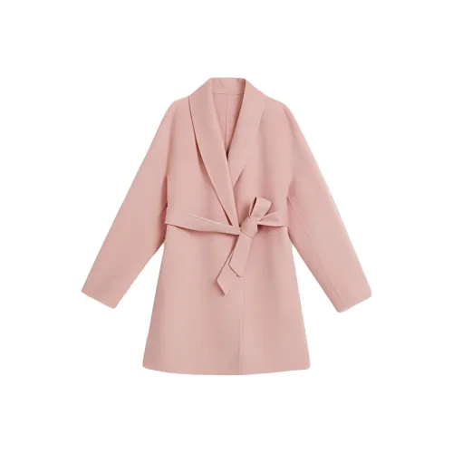 Yiner Светло-розовое Женское Пальто
