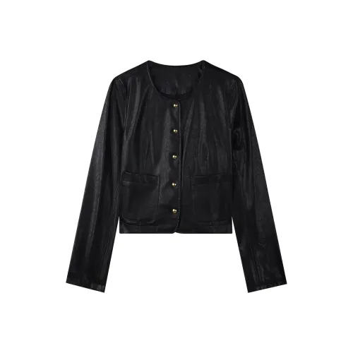 THE SEA LIFE Кожа Куртка Женская Черный Маг