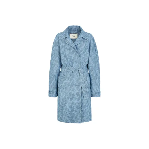 FENDI SS24 Тренчкот Женский Светло-Синий