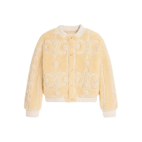 CELINE Кожа Куртка Женская Кремовая