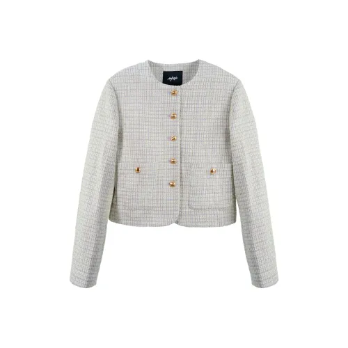 MJ STYLE Укороченное пальто женское фиолетовое смешанного цвета квадратное