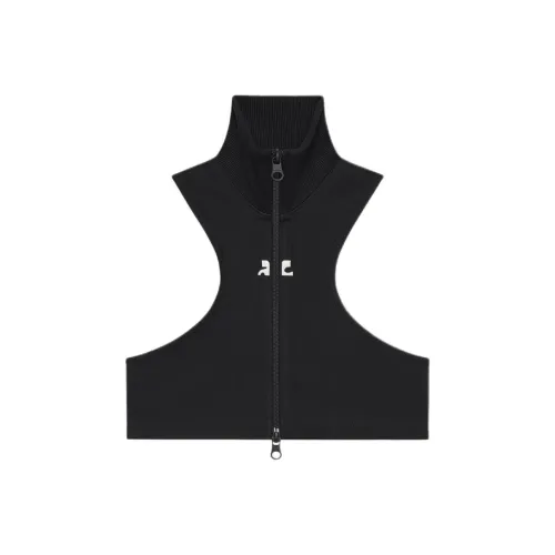 COURREGES Укороченный Scuba Tracksuit Куртка Укороченное Пальто Женское Черное Черное