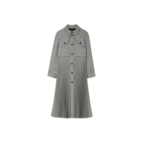 Sandro Тренчкот Женский Черный Белый