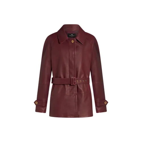 ETRO Красные Женские Кожаные Куртки