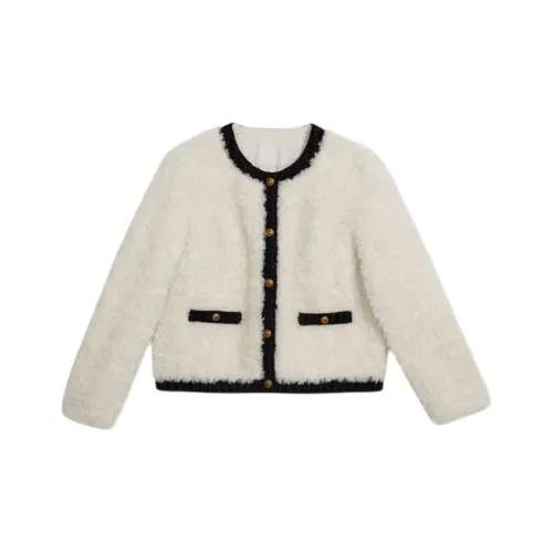 Yiner Velvet Feel Пальто Женское Кремово-Белый