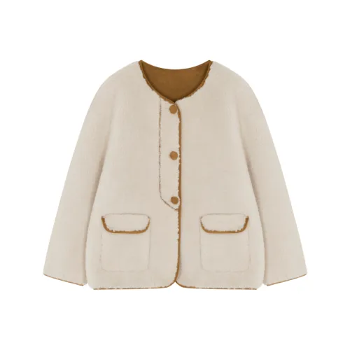 Mo Han Yi Mei Вельвет Feel Куртка Женская Экрю