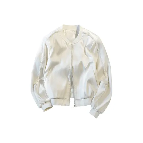 Cypress House Бейсбольная куртка Женская Кремово-белая