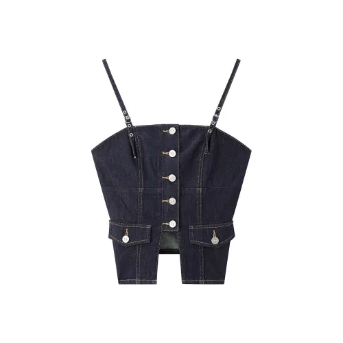 LEDIN Жилет Женские Темно-Синий Деним