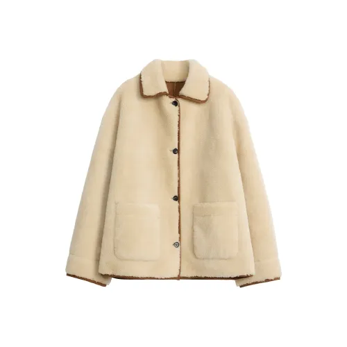 LETRANS Мех Женский Бежевый Желтый Естественный