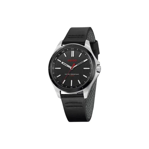 Hugo Boss Мужские часы Кварцевый механизм Кожаный ремешок 42 мм Черный циферблат