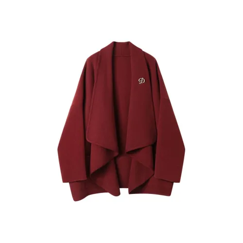 Корейский стиль Плащ Женский Бордовый