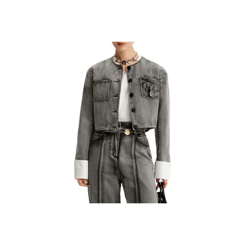 KARL LAGERFELD Denim Jacket Women's Gray