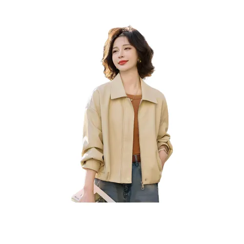 Yi Mengyuan Кожа Куртка Женская