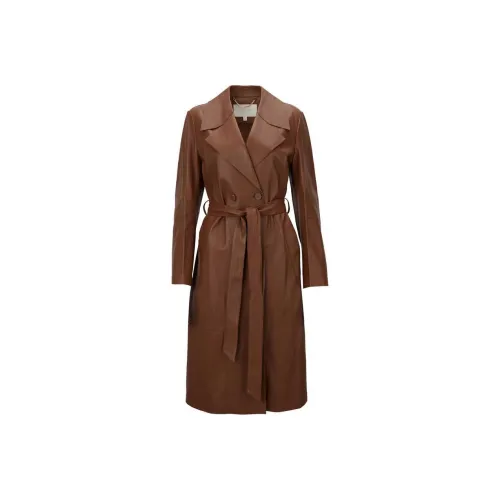 ELLASSAY Кожа Куртка Женская Верблюжий Коричневый