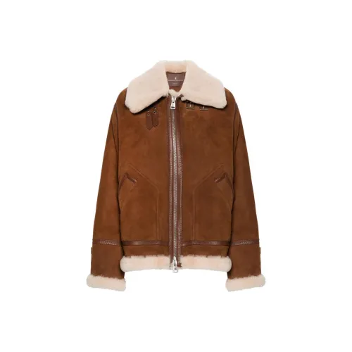 ERMANNO SCERVINO FW24 Кожа Куртка Женская Коньячный Коричневый