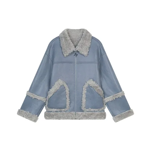 ELF SACK Пальто Женское Винтажный Синий Серый