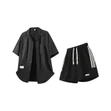 Чёрная рубашка + чёрные шорты