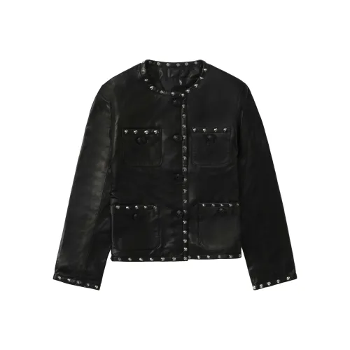 R13 FW24 Кожа Куртка Женская Черная